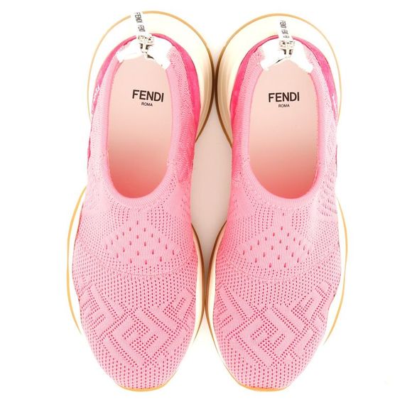 Fendi Women's FFluid Zip Sneakers Mesh Pink - Picture 2 of 5